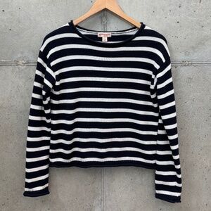 Brooks Brothers Red Fleece Navy Blue & White Stripe Sweater, Size Small